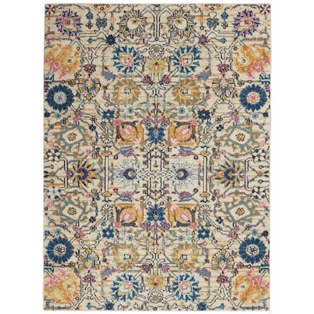 Homeroots 5 x 7 ft. Ivory & Multi Color Floral Buds Area Rug 385211